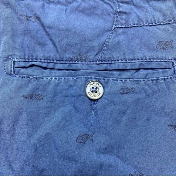 Springfield Blue Fish Print Shorts Size 32 - Picture 6 of 10